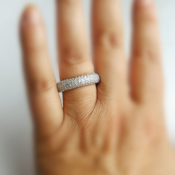 New, pave set eternity band ring Sterling Silver CZ size 9 - Picture 4 of 4